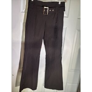 Cache Black Wide Leg Belted Dress Pants Y2K Sz 8